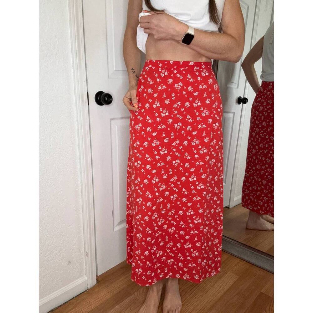 NEW MIKAROSE sheena midi skirt in red